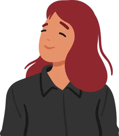 Serene Woman Wears A Relaxed Smile Radiating A Tranquil Joy Her Facial Expression Exudes A Sense Of Calm Contentment Female Character Creating Warm Atmosphere Cartoon People Vector Illustration Illustration