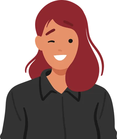 Cheerful Woman Radiates Joy With Playful Wink And A Warm Smile Her Facial Expression Exuding Happiness And Positive Energy Creating An Infectious Sense Of Delight Cartoon People Vector Illustration 일러스트레이션