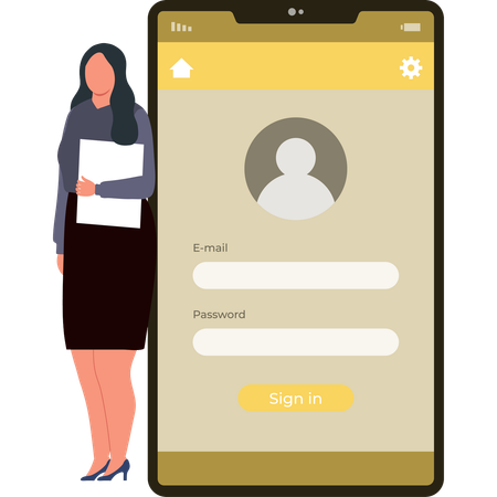 Girl is filling her details  Illustration