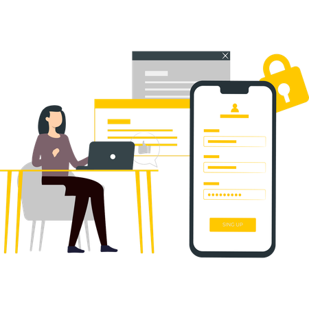 Girl is filling user profile  Illustration