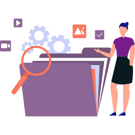 Girl is finding document  Illustration