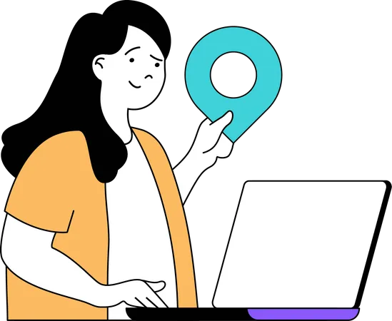 Girl is finding online location pin  Illustration