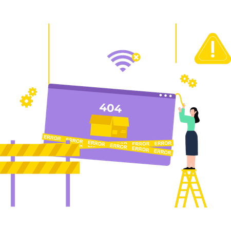 Girl is fixing the website error  Illustration