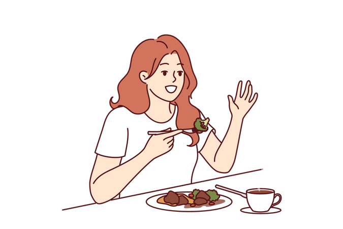 Girl is following her diet plan  Illustration