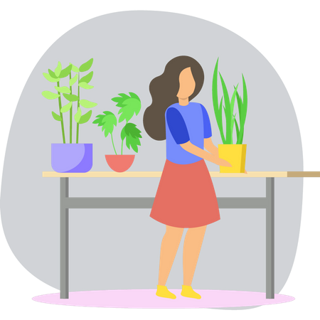 GIrl is gardening at weekend  Illustration