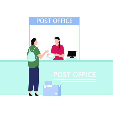 Girl is getting a parcel from the post office  Illustration