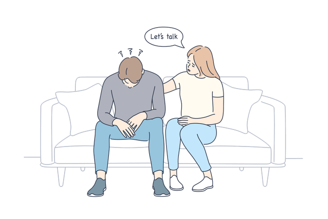 Girl is giving condolences to boy  Illustration