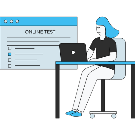 Girl is giving online test during lockdown  Illustration