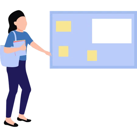 The Girl Is Standing In Front Of Board Illustration