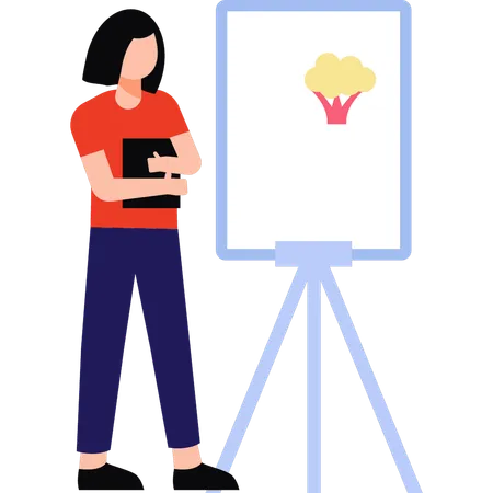A Girl Is Standing By The Board Illustration