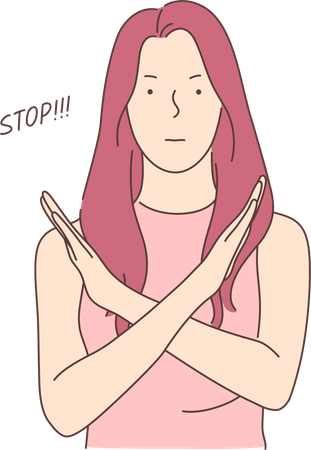 Girl is giving stop sign  Illustration