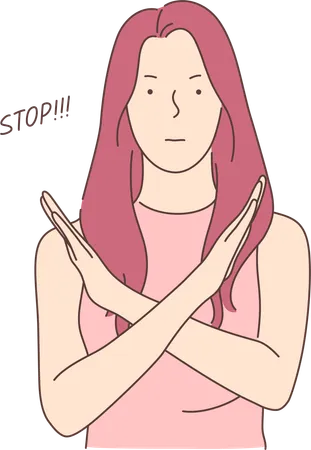 Girl is giving stop sign  Illustration