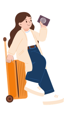 Girl is going on international trip  Illustration