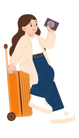 Girl is going on international trip  Illustration