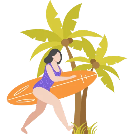 The Girl Is Going Surfing Illustration