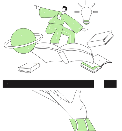 Girl is going to give open book exam  Illustration