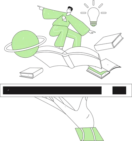 Girl is going to give open book exam  Illustration