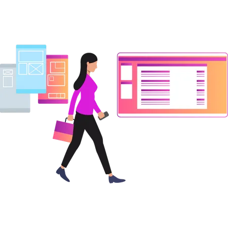 Girl is going to work Illustration