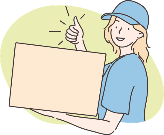 Girl is happy while delivering orders  Illustration