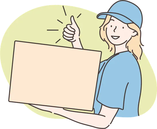 Girl is happy while delivering orders  Illustration