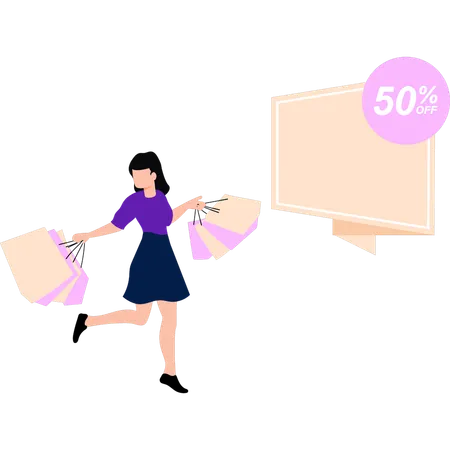 A Girl Is Happy At 50 Sale Illustration