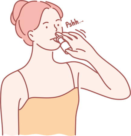 Girl is having asthma problem  イラスト