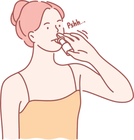 Girl is having asthma problem  イラスト