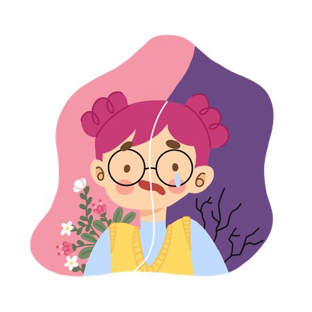 Girl is having mood swings  Illustration