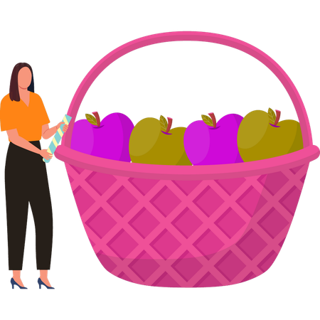Girl is holding an apple basket  Illustration