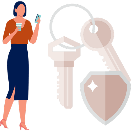 Girl is holding car keys  Illustration
