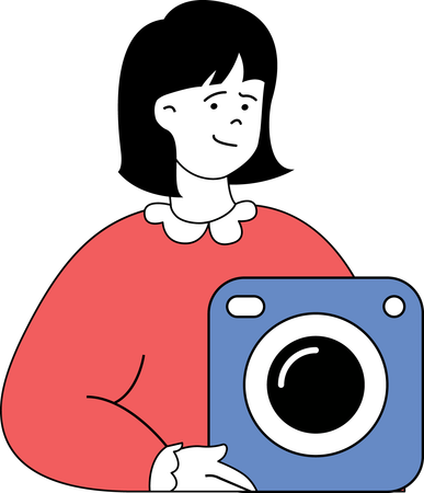 Girl is holding electric weighing machine  イラスト