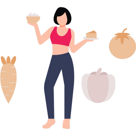 Girl is holding food in both her hands  Illustration
