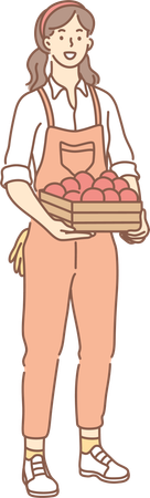 Girl is holding fruit basket  Illustration
