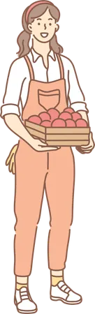 Girl is holding fruit basket  Illustration