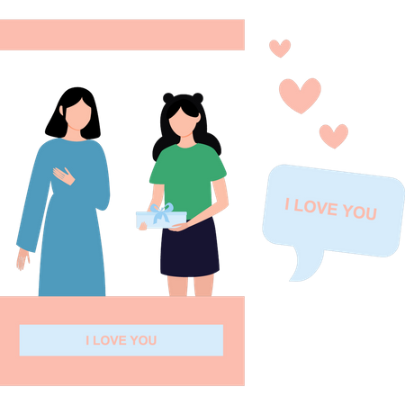 Girl is holding gift box  Illustration