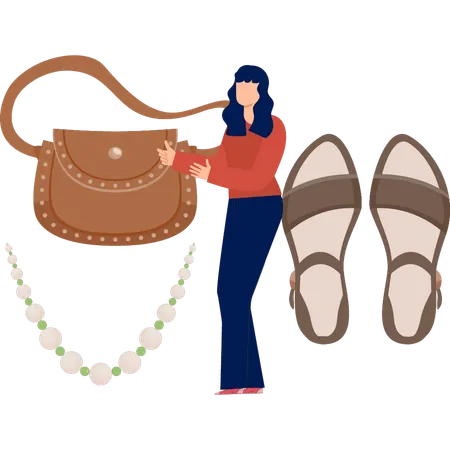 Girl is holding hand bag  Illustration