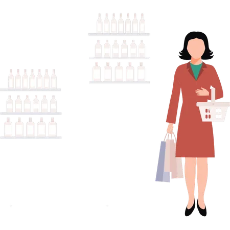 The Girl Is Holding Shopping Bags Illustration