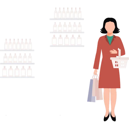 Girl is holding shopping bags  Illustration