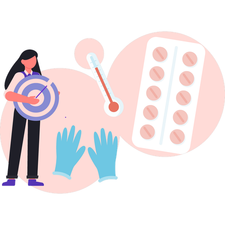 Girl is holding target goal  Illustration