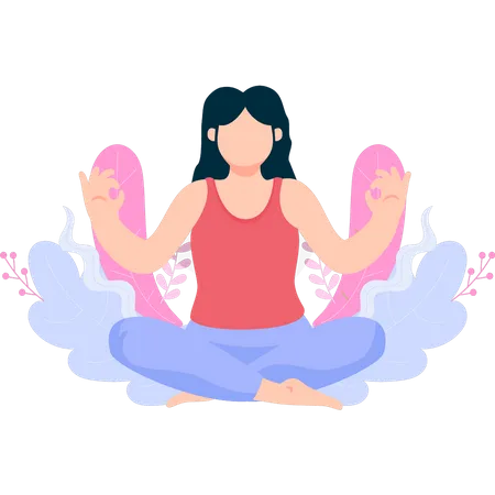 Girl is in a state of meditation  Illustration