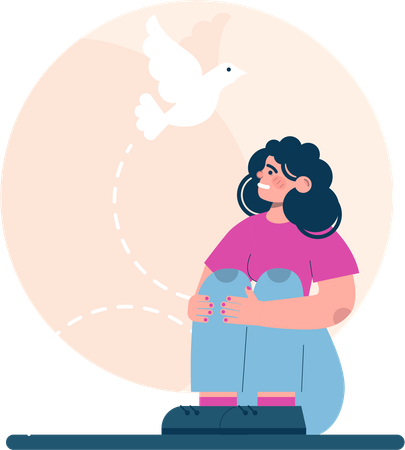 Girl is in hope of help  Ilustração