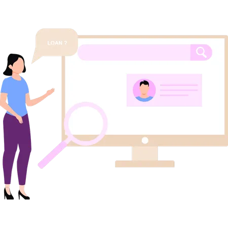 The Girl Is Pointing To The Manager On Monitor Illustration
