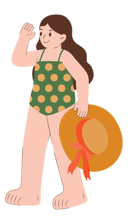 Girl is in swimwear  Illustration