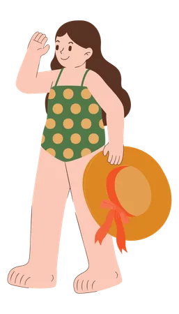 Girl is in swimwear  Illustration