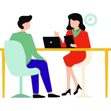 Girl is interviewing for job  Illustration