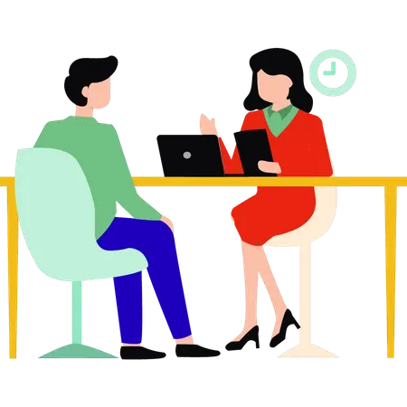 Girl is interviewing for job  Illustration
