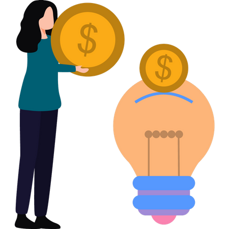 Girl is investing money  Illustration