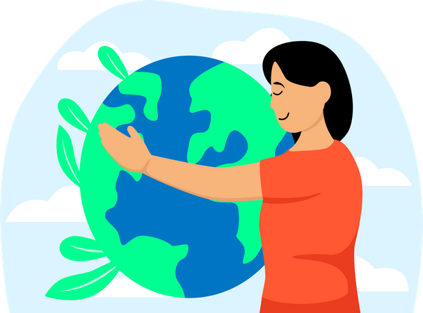 Girl is joining in Earth Day festivities  Illustration