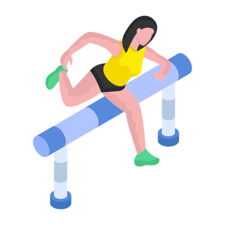 Girl is Jumping Hurdle  Illustration