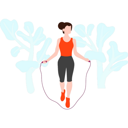 Girl is jumping rope Illustration